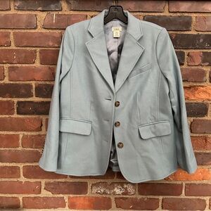 LL BEAN wool cashmere blue 3 button blazer size 12 petite 12P -40 chest